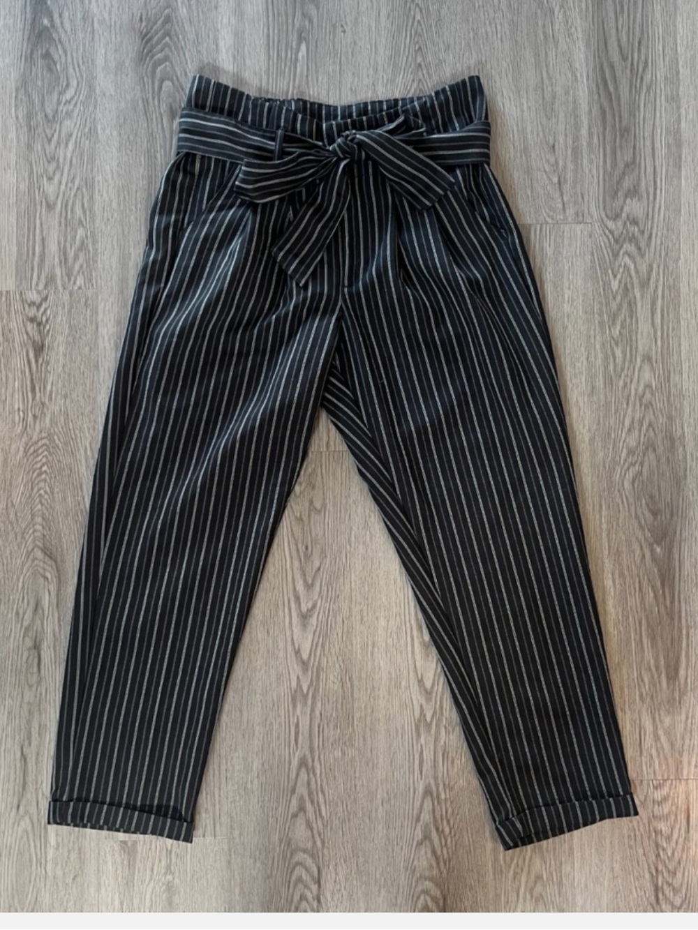 Black Pinstripe women’s dress pants with Belt